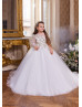 One Shoulder Beaded Lace Tulle Sparkly Flower Girl Dress One Shoulder Beaded Lace Tulle Sparkly Flower Girl Dress
